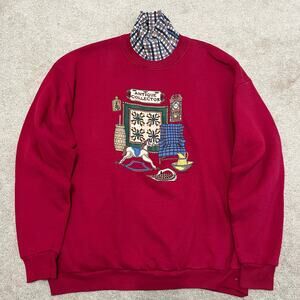 Vintage 90s Antique Collector Graphic Red Crewneck Gopher Sport XL